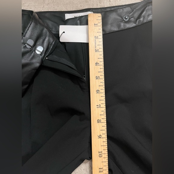 NWT Milly Pleated Wool Blend Cuffed Pant W/ Lamb Skim Leather Waistband Cuffed - Picture 8 of 13